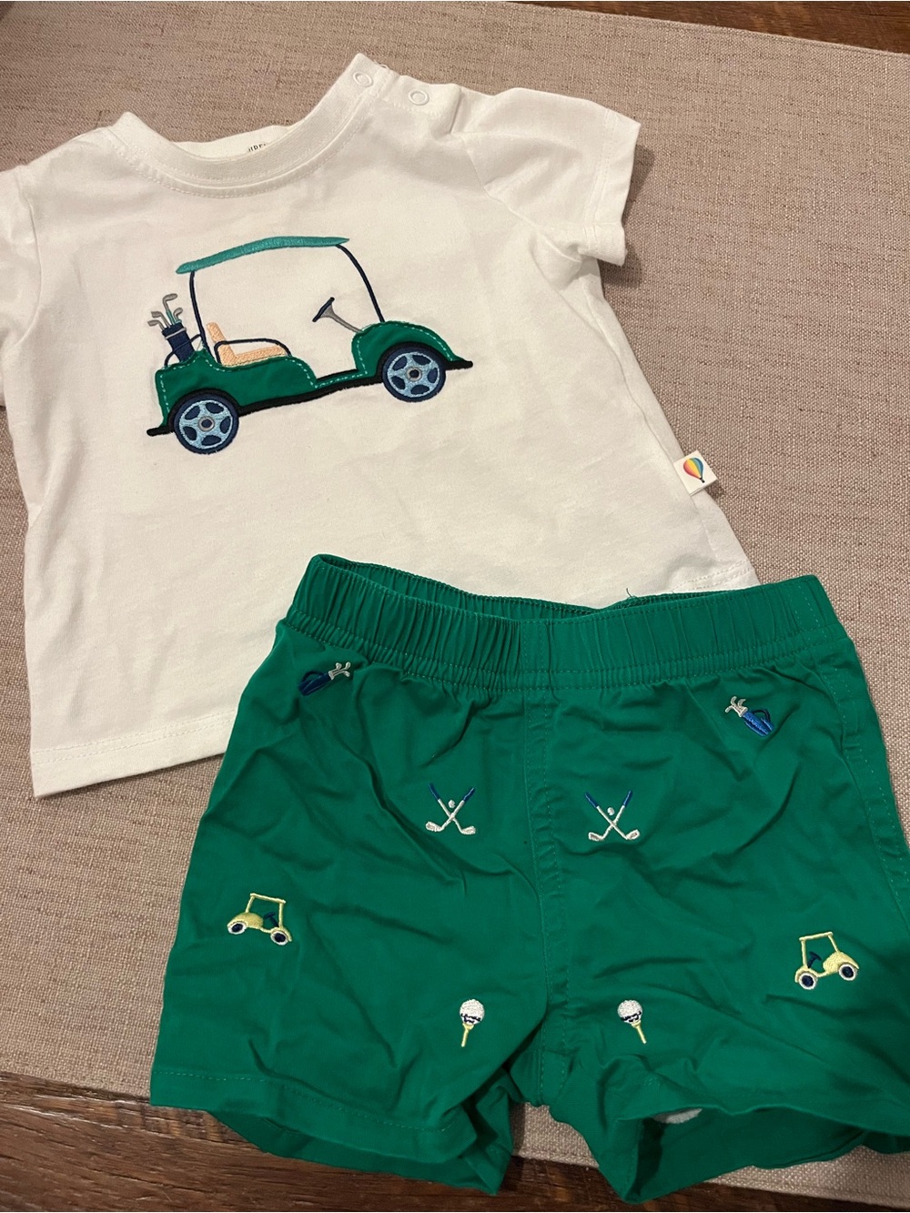 Golf Cart Tee & Green Golf Shorts Set